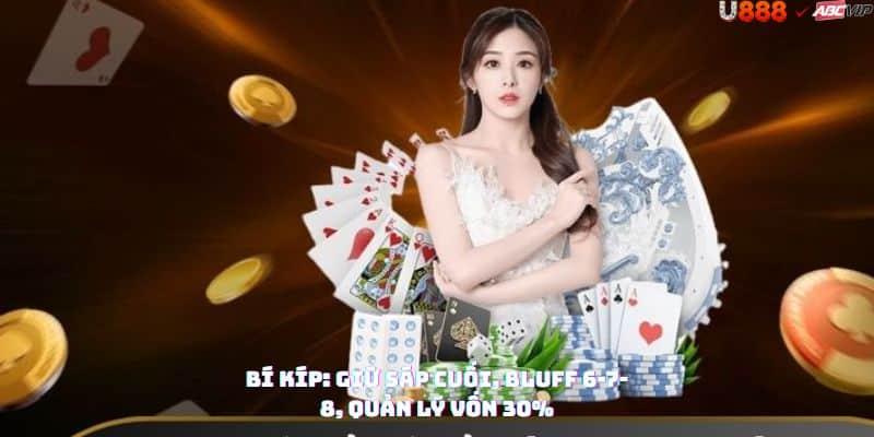 Chiến thuật 3 Cây U888: quan sát Check/Tố, dừng khi thua 30%